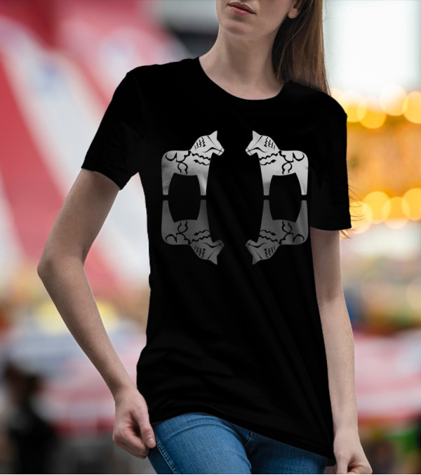 Dala Horses Reflection Swedish Dala Horse T-Shirt