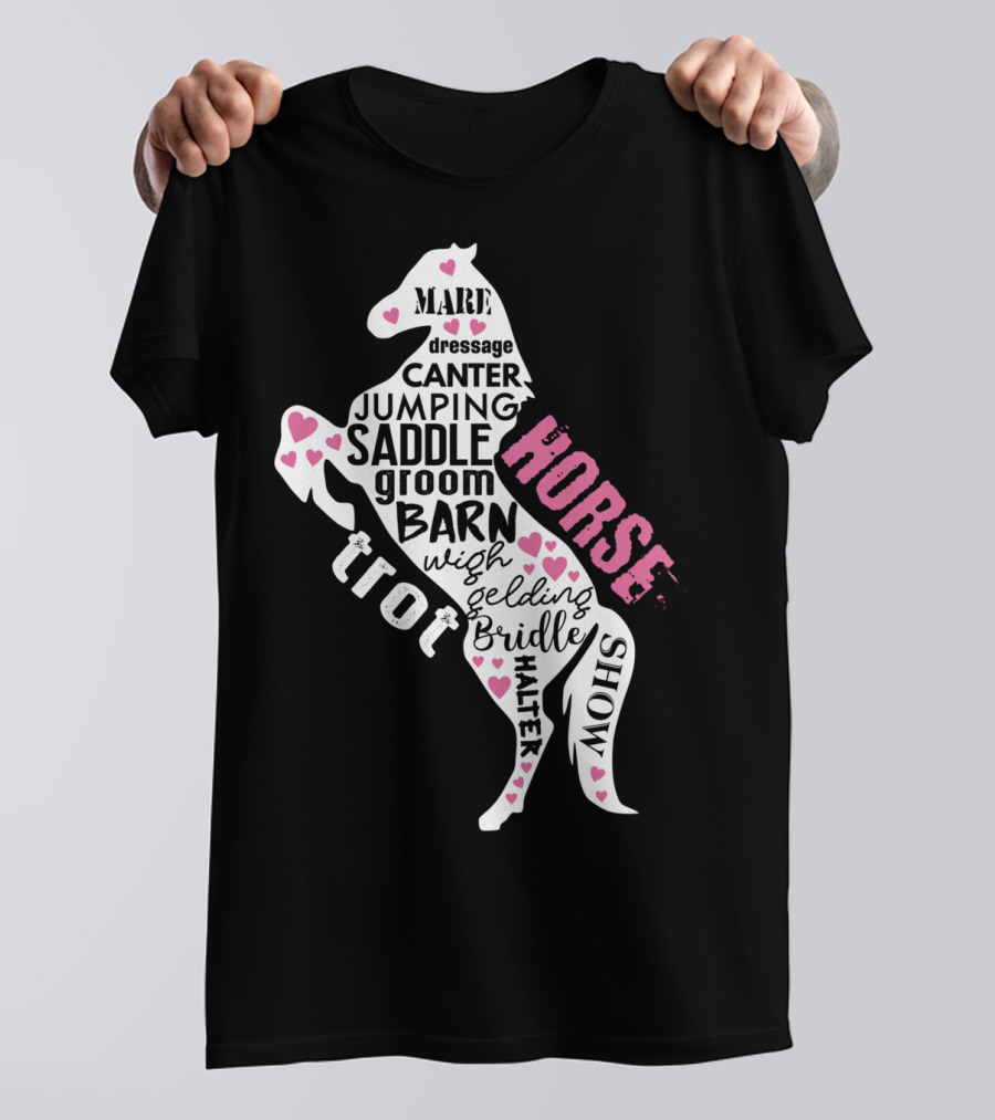 Dancing Horse Riding Girls Equestrian Mare Dressage Canter Jumping Saddle Barn Horse Show T-Shirt