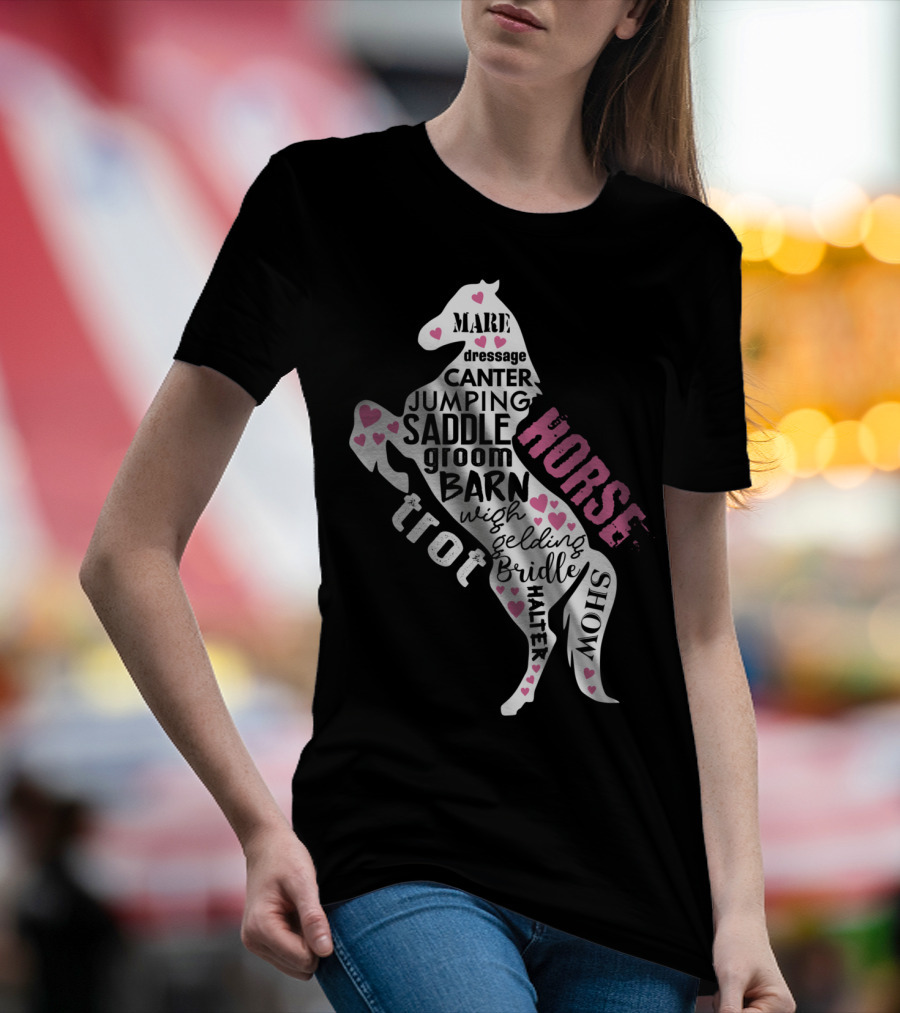 Dancing Horse Riding Girls Equestrian Mare Dressage Canter Jumping Saddle Barn Horse Show T-Shirt
