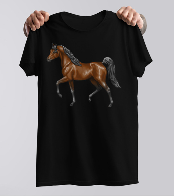 Dark Bay Trotting Arabian Horse Lover FW T-Shirt