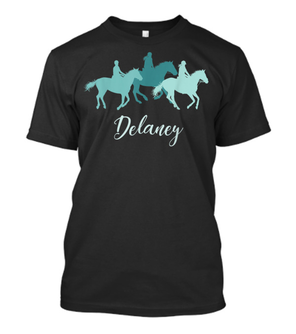 Delaney Horse Girl Personalized Name Birthday US Silhouette Riders T-Shirt