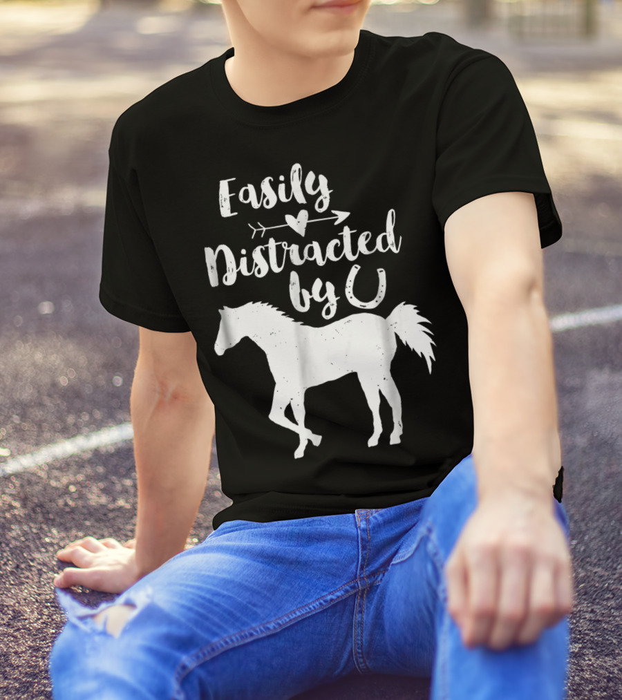 Easily Distracted By Horses Horse Rider T-Shirt