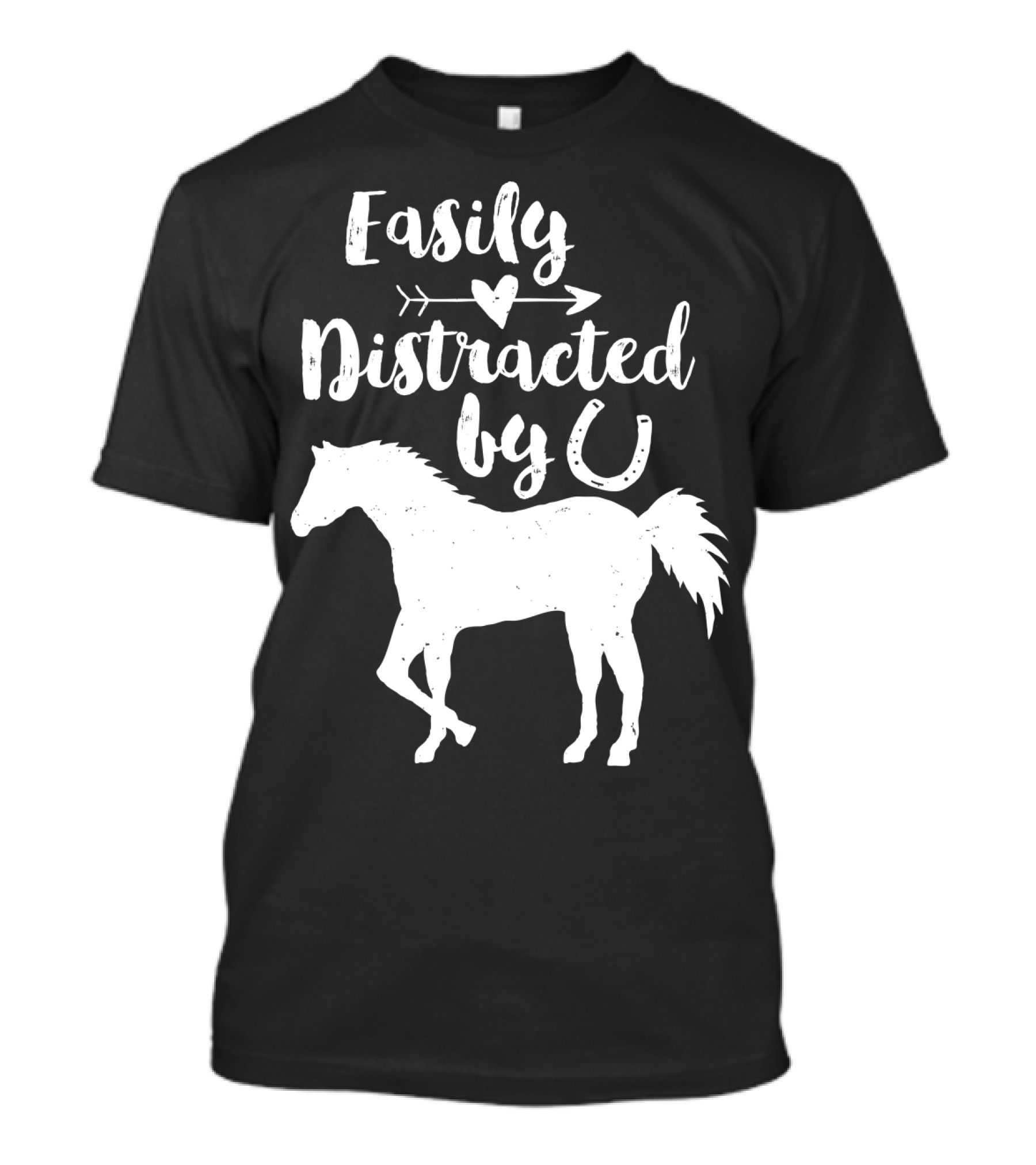 Easily Distracted By Horses With Arrow Heart And Horseshoe T-Shirt