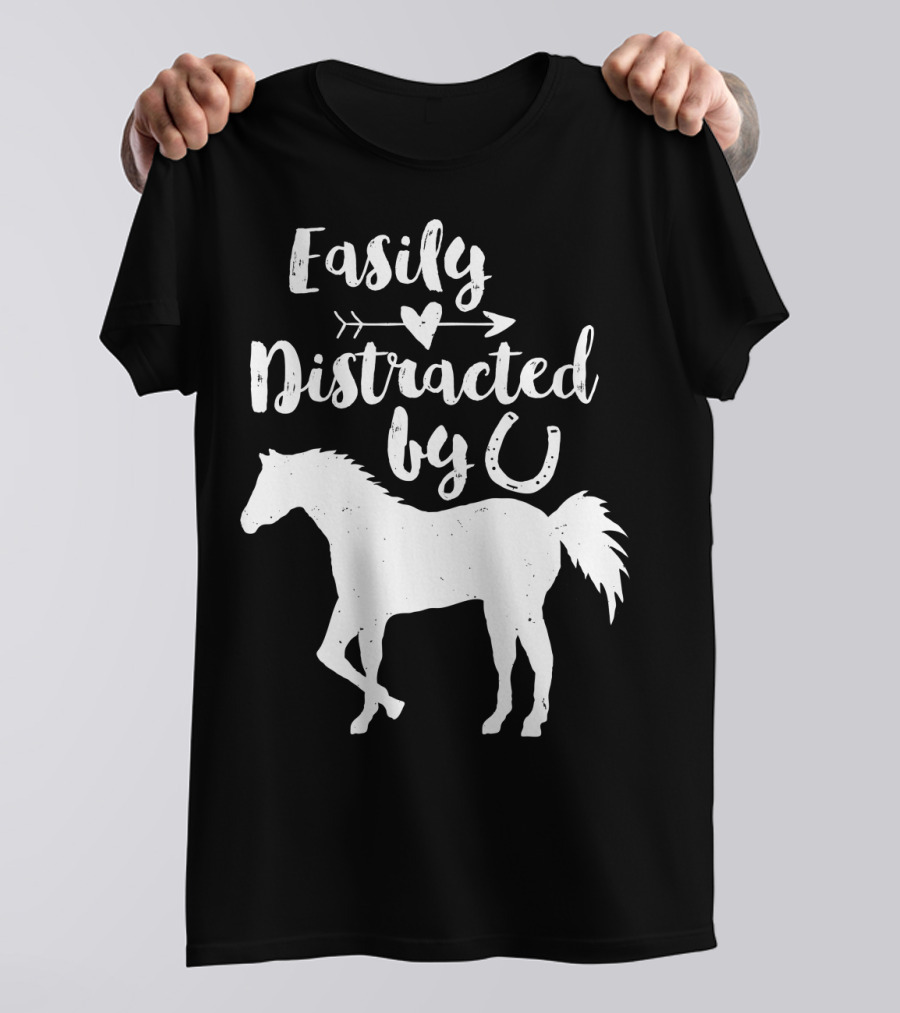 Easily Distracted By Horses With Arrow Heart And Horseshoe T-Shirt