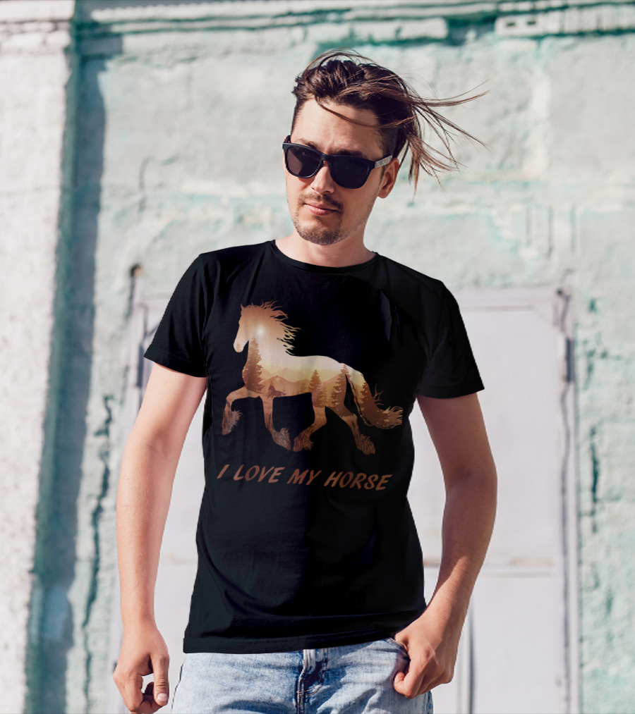 I Love My Horse Riding Sunset T-Shirt