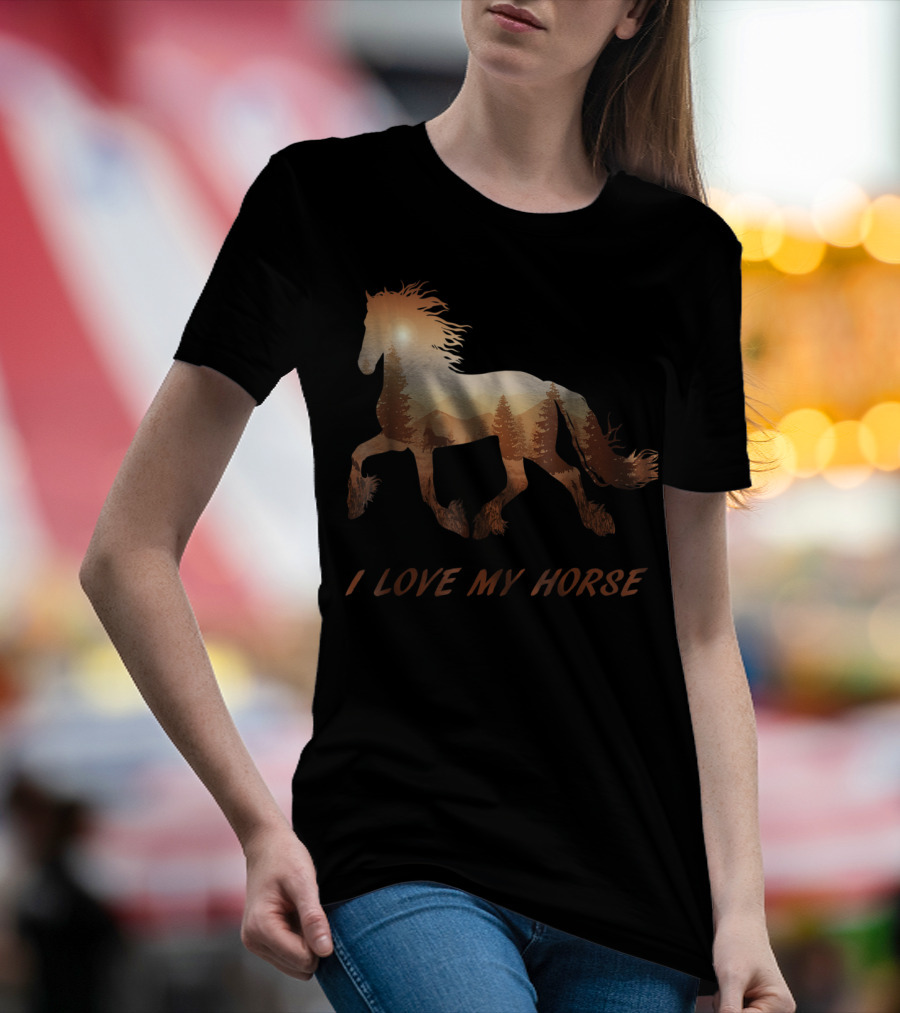 I Love My Horse Riding Sunset T-Shirt