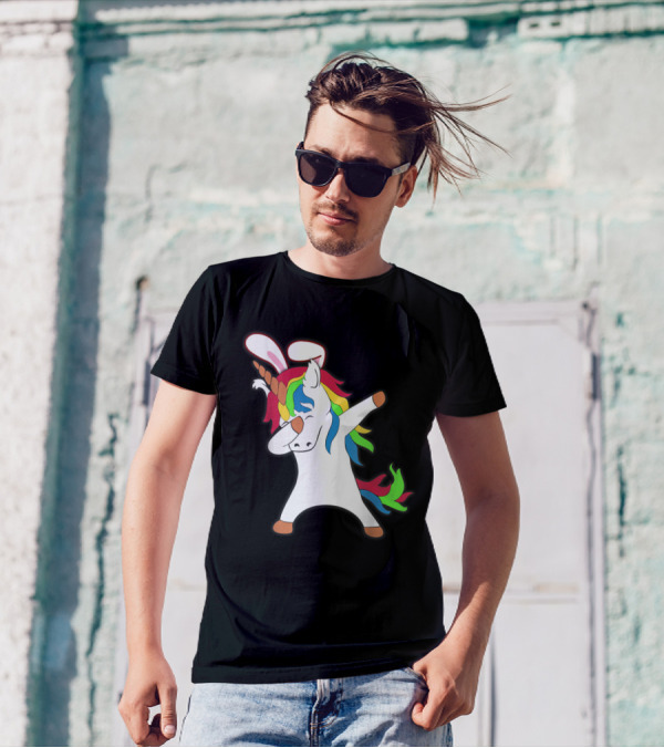 Easter Bunny Dabbing Unicorn With Rabbit Ears T-Shirt