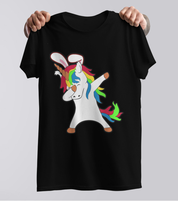 Easter Bunny Dabbing Unicorn With Rabbit Ears T-Shirt