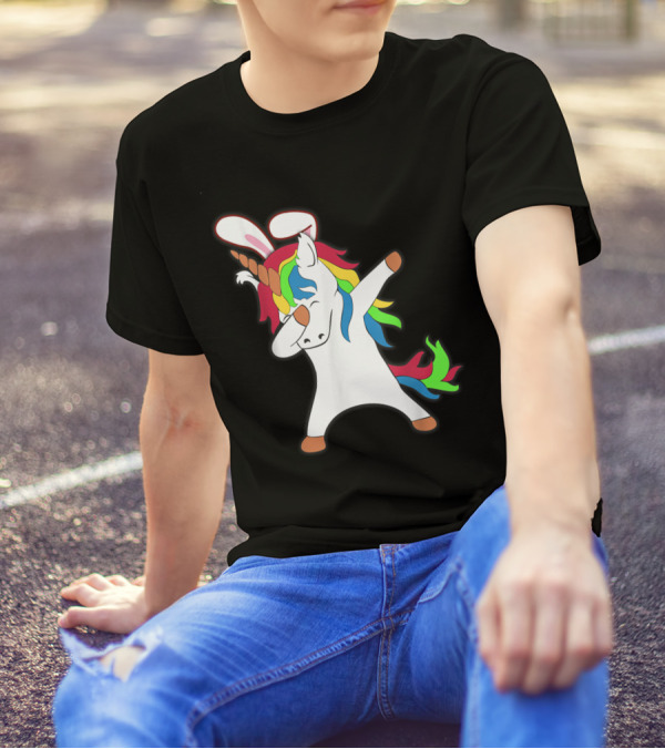 Easter Bunny Dabbing Unicorn With Rabbit Ears T-Shirt