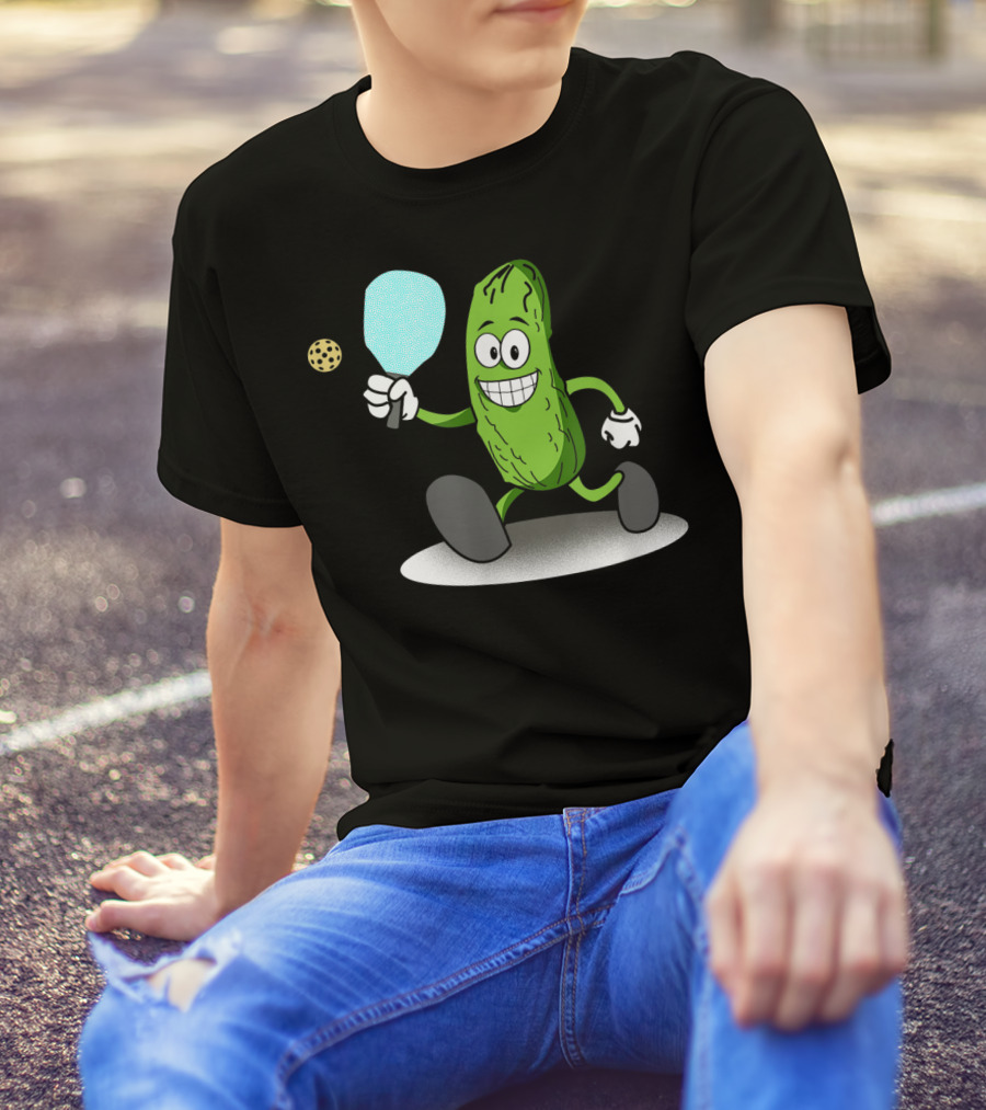 Funny Pickleball Pickle Playing Paddle Sports T-Shirt