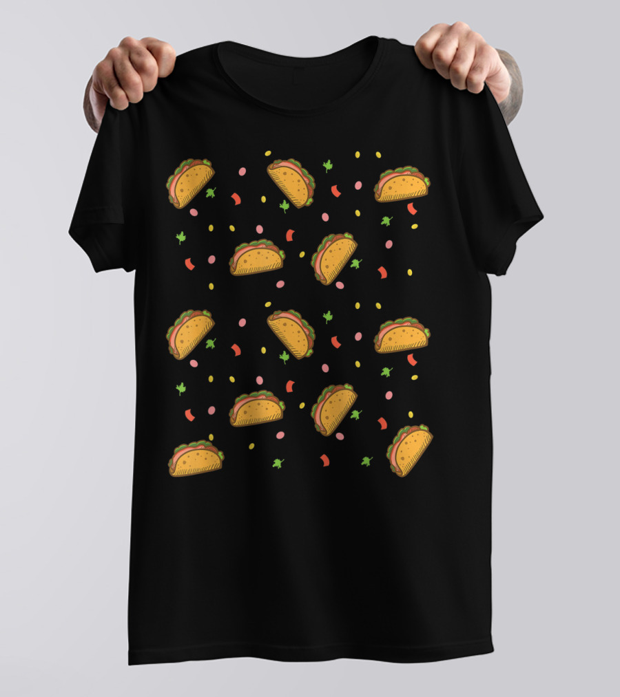It's Raining Tacos Funny Taco Pattern With Sprinkles And Confetti T-Shirt