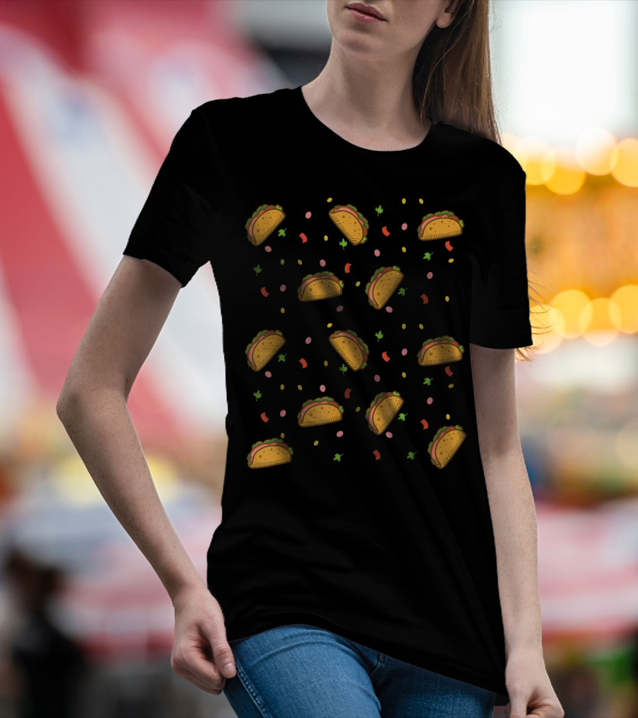 It's Raining Tacos Funny Taco Pattern With Sprinkles And Confetti T-Shirt