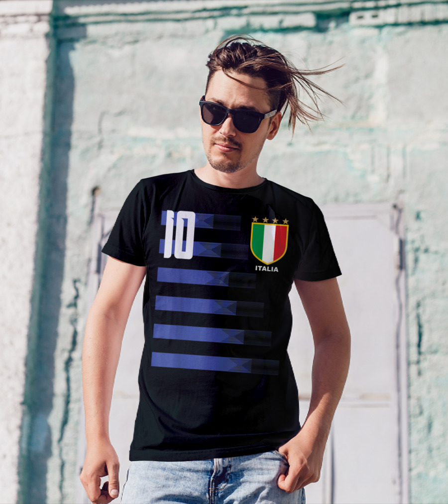 Italia Calcio Soccer Shirt Italian Flag Icon Number 10 T-Shirt