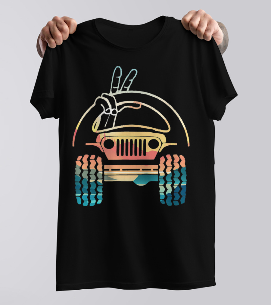 Jeep Lovers Peace Sign Wave Retro Jeep T-Shirt