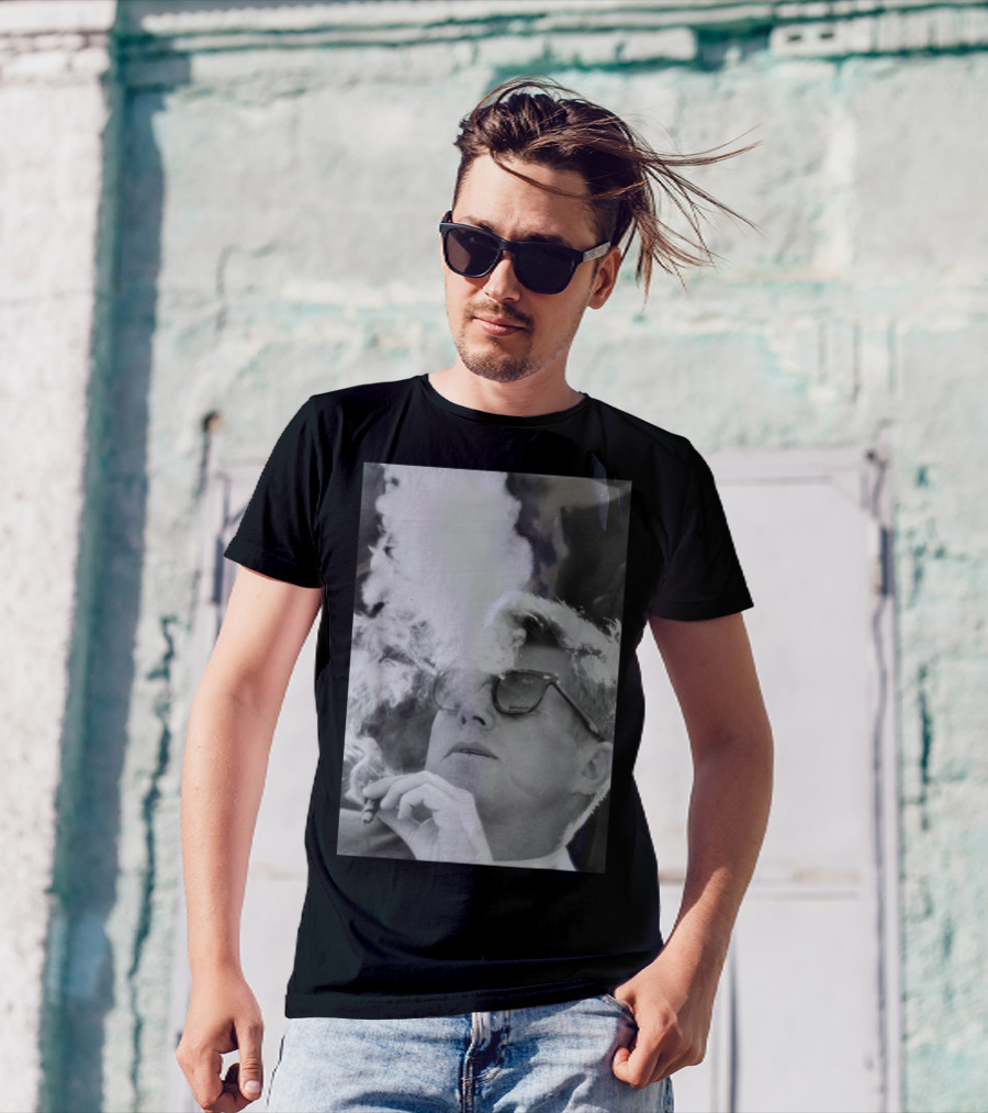 JFK Smoking With Shades John Kennedy Iconic Cigar Image T-Shirt