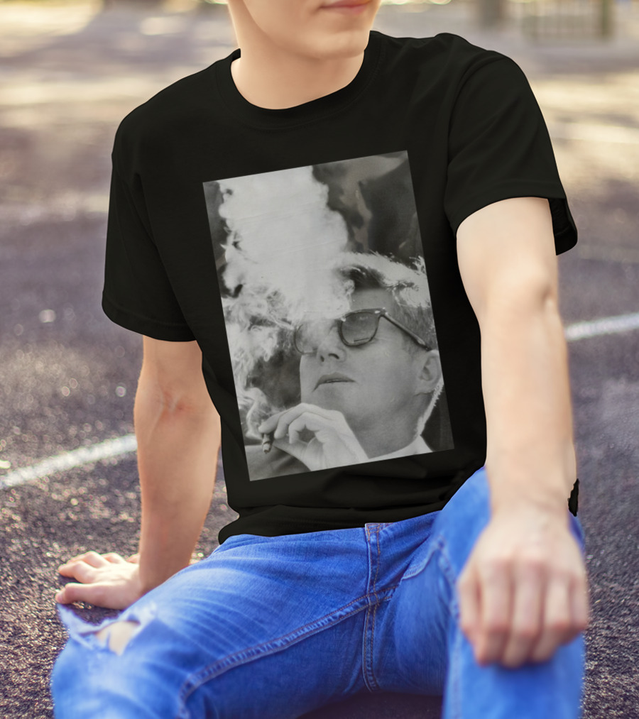 JFK Smoking With Shades John Kennedy Iconic Cigar Image T-Shirt