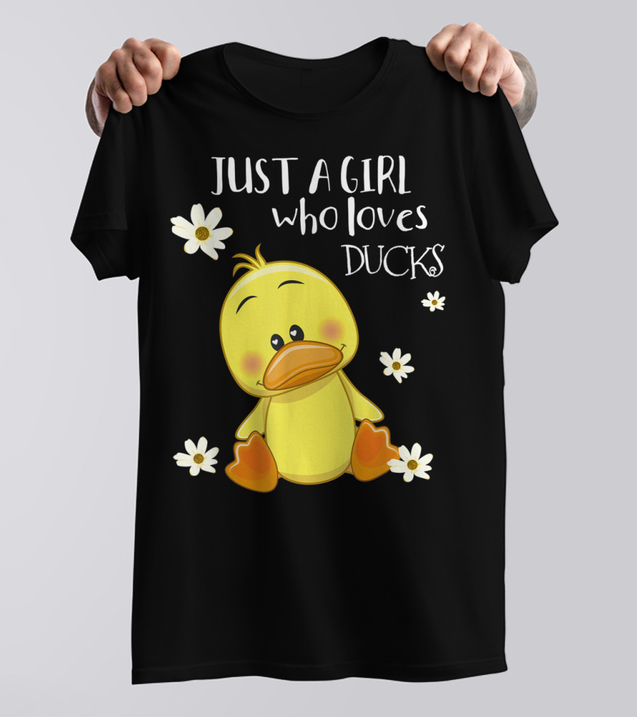 Just A Girl Who Loves Ducks Cute Duck Lover With Flowers T-Shirt