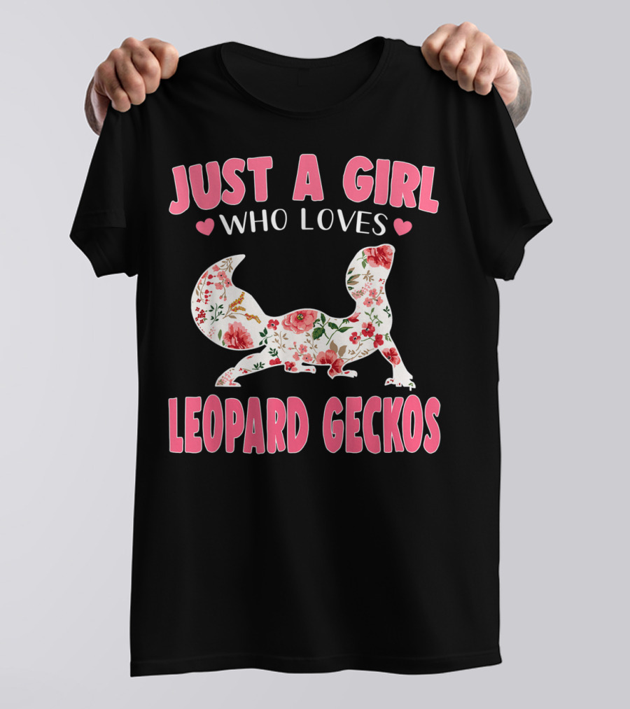 Just A Girl Who Loves Leopard Geckos Floral Heart T-Shirt