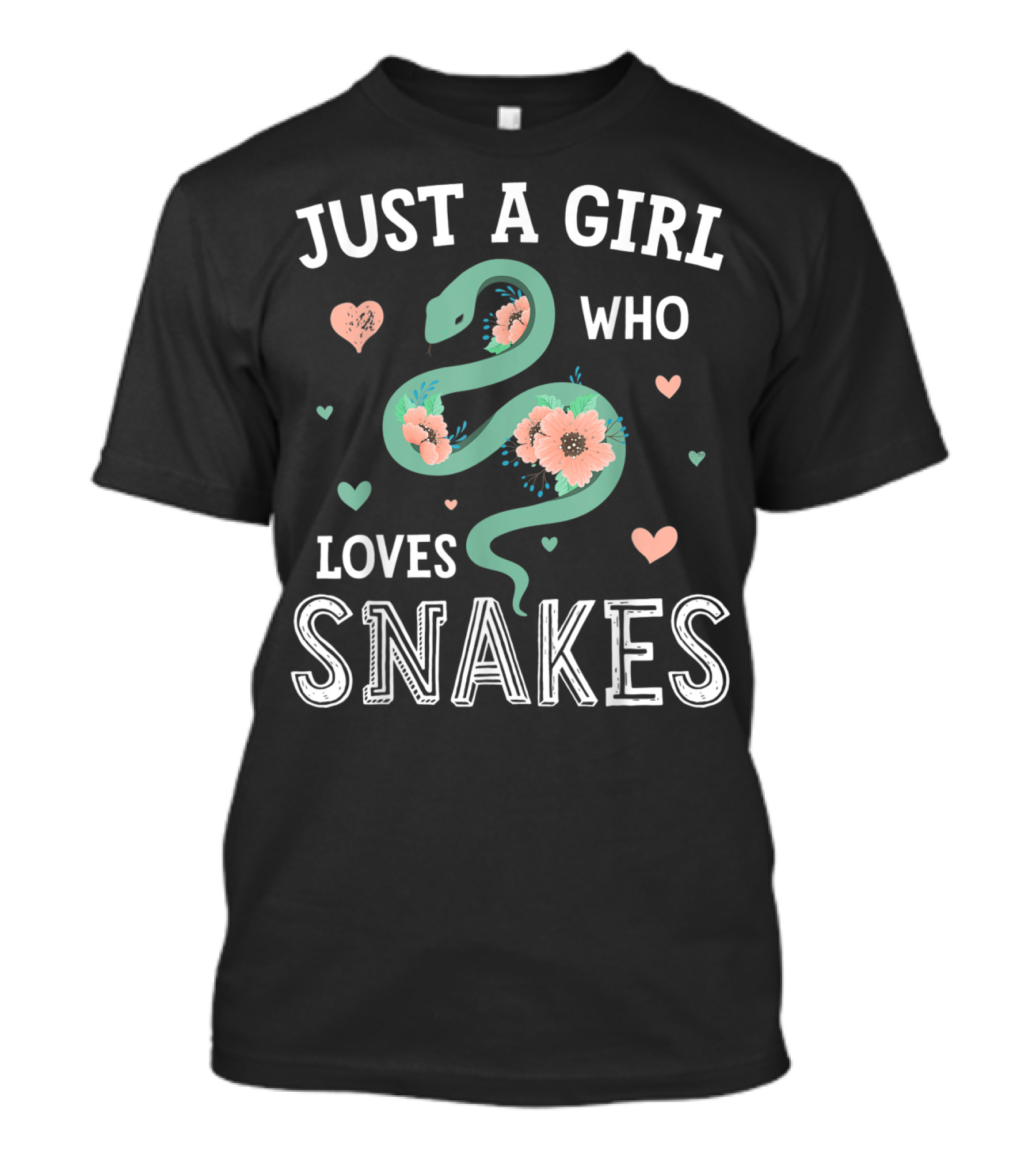 Just A Girl Who Loves Snakes With Hearts And Flowers T-Shirt