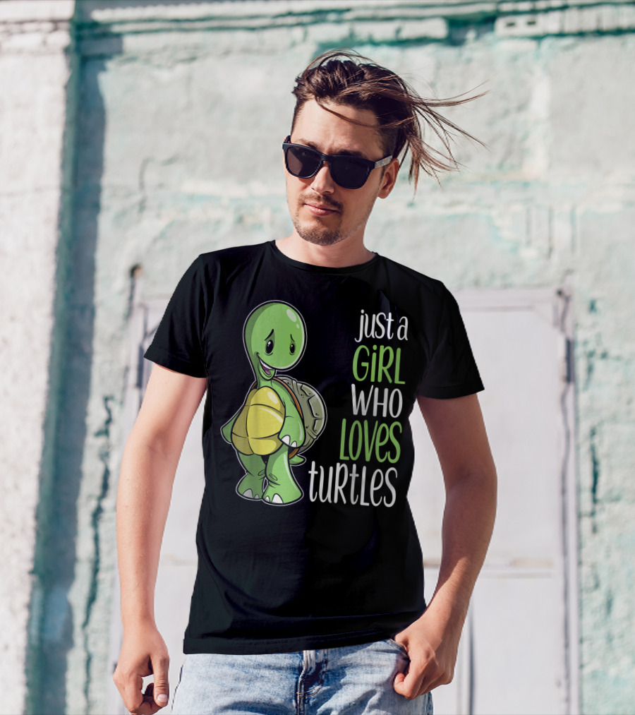 Just A Girl Who Loves Turtles Cute Cartoon T-Shirt