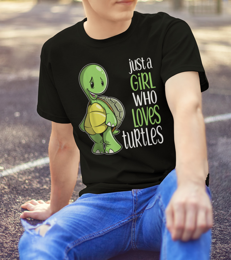 Just A Girl Who Loves Turtles Cute Cartoon T-Shirt