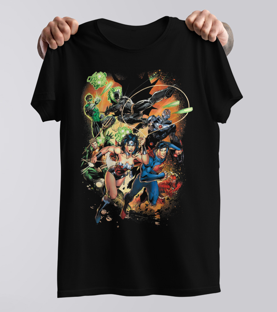 Justice League Battle Ready Heroes In Action T-Shirt