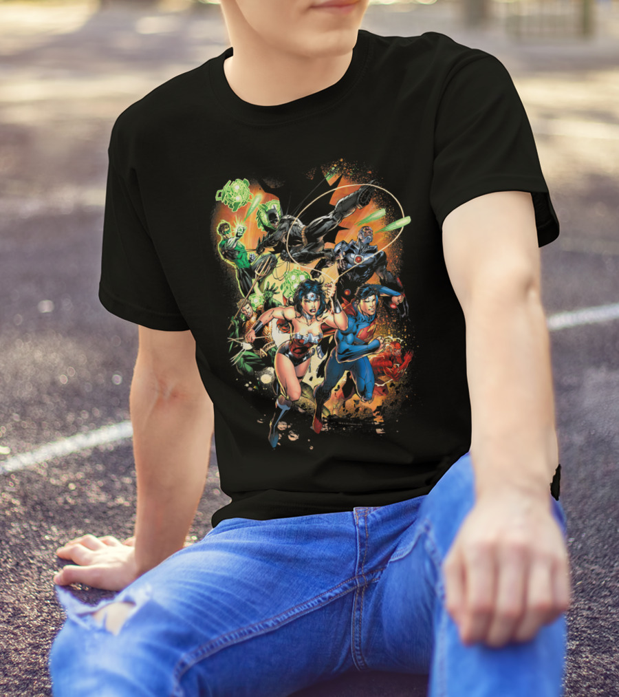Justice League Battle Ready Heroes In Action T-Shirt