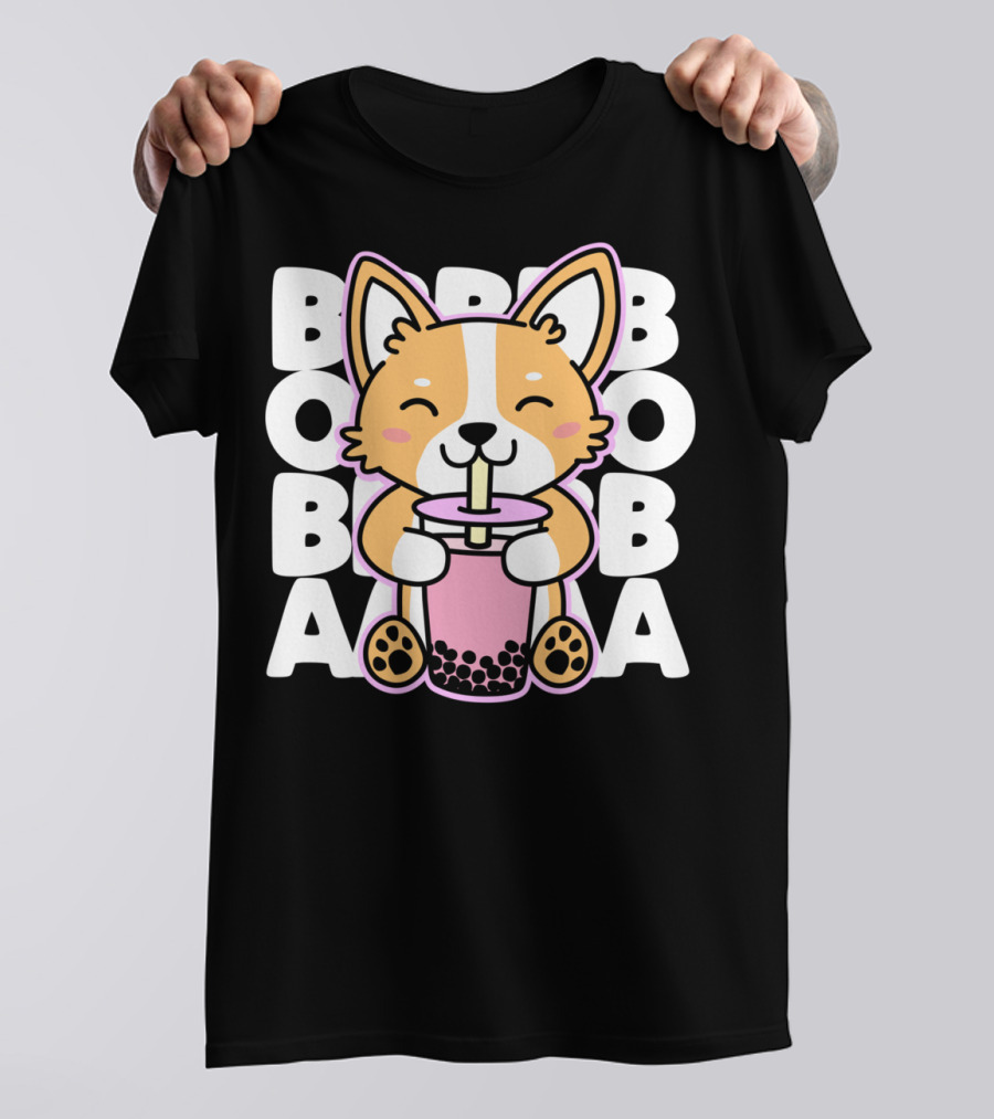 Kawaii Anime Corgi Boba Tea Cute Dog T-Shirt