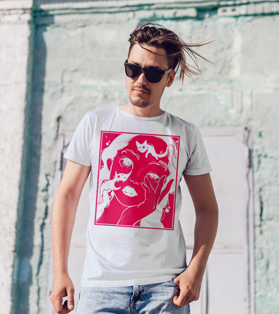 Kawaii Soft Grunge Egirl Aesthetic Harajuku Meow Black Cat Motif T-Shirt