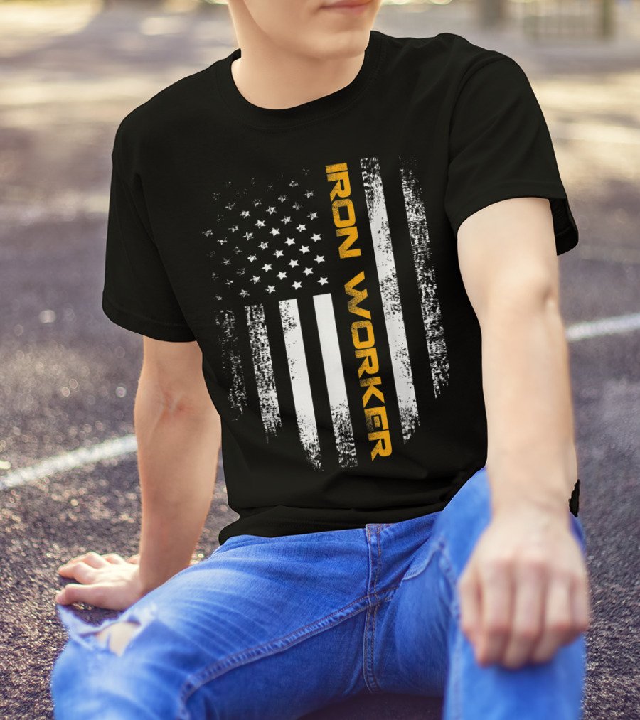 Vintage American USA Flag Iron Worker T-Shirt