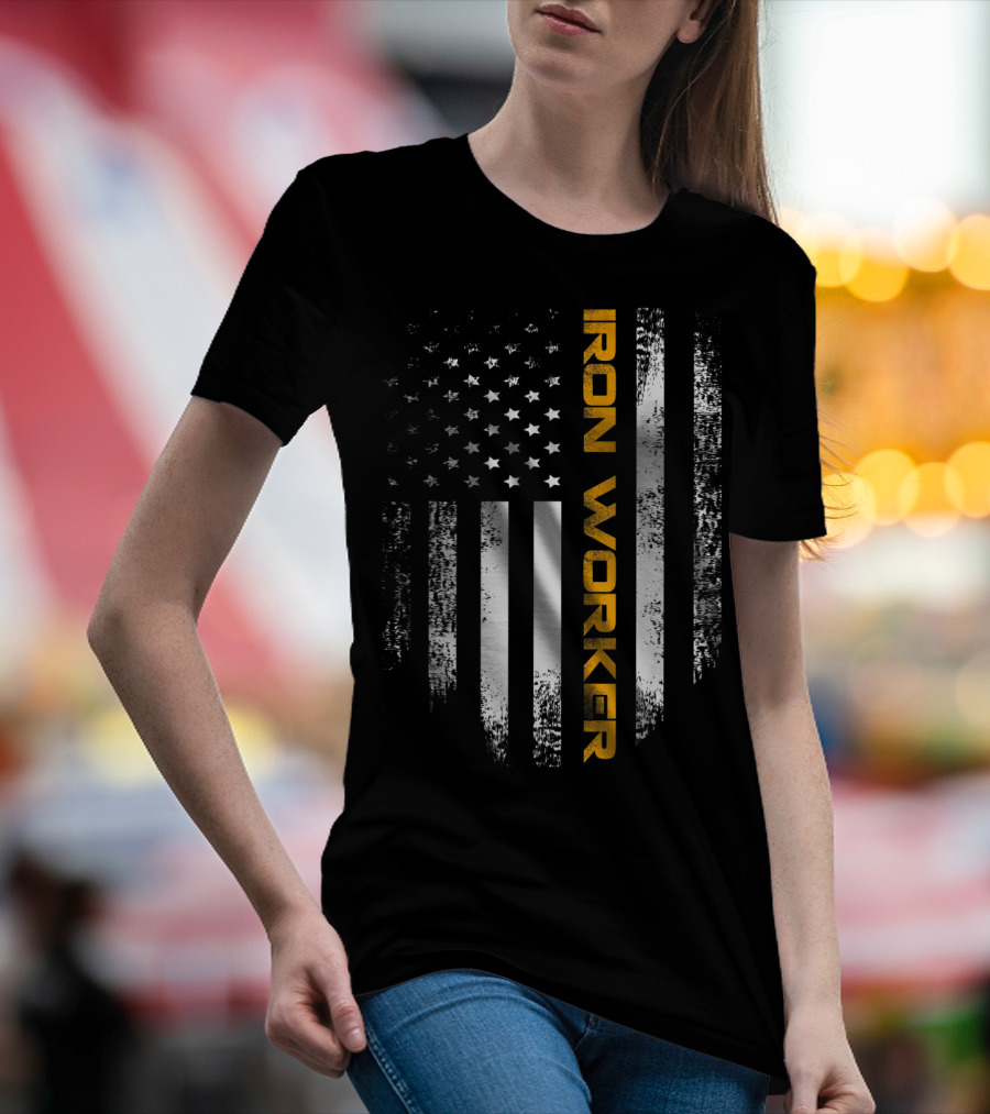 Vintage American USA Flag Iron Worker T-Shirt