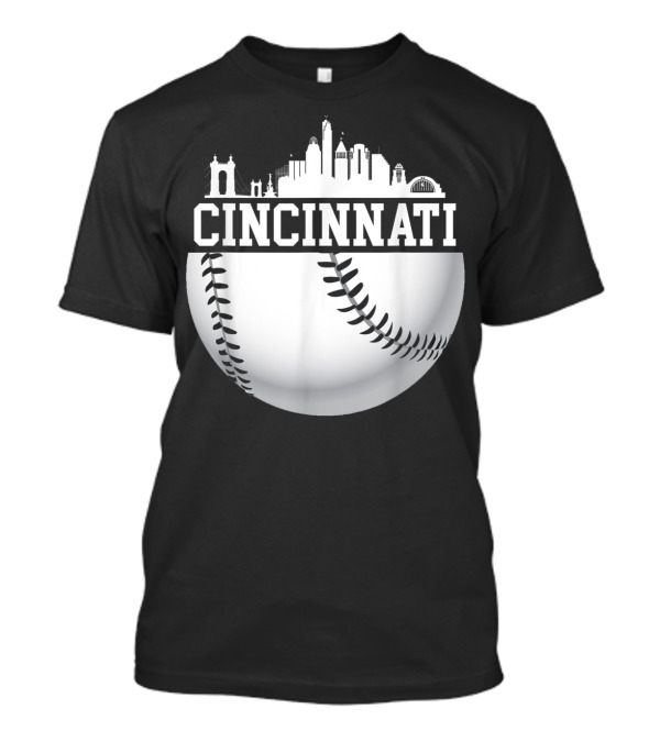 Cincinnati Skyline Baseball Vintage Downtown T-Shirt