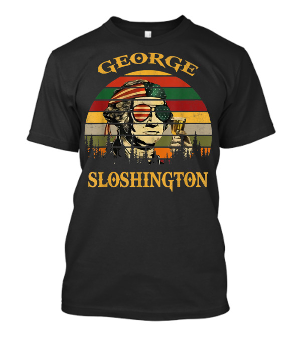 George Sloshington Vintage 4th Of July Aviator American Flag T-Shirt