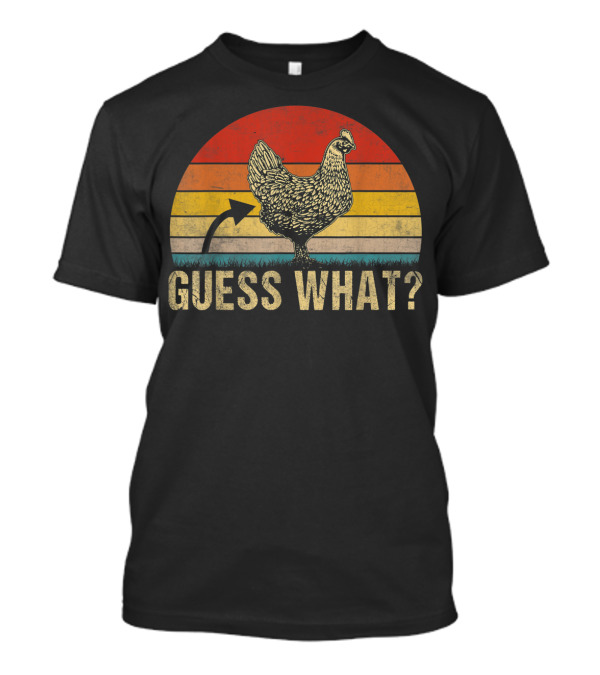 Vintage Guess What Chicken Butt Retro Sunset Farm T-Shirt