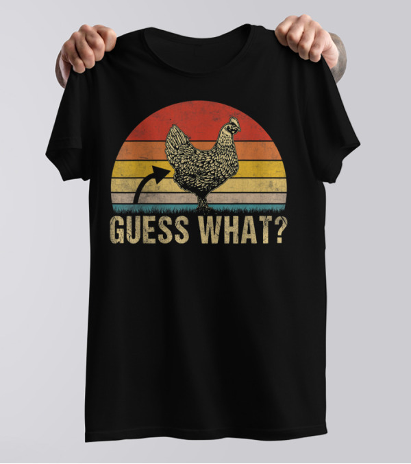 Vintage Guess What Chicken Butt Retro Sunset Farm T-Shirt