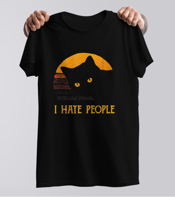 Vintage I Hate People Cat T-Shirt