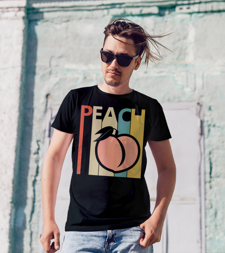 Vintage Peach Retro Fruit Emoji Peach T-Shirt