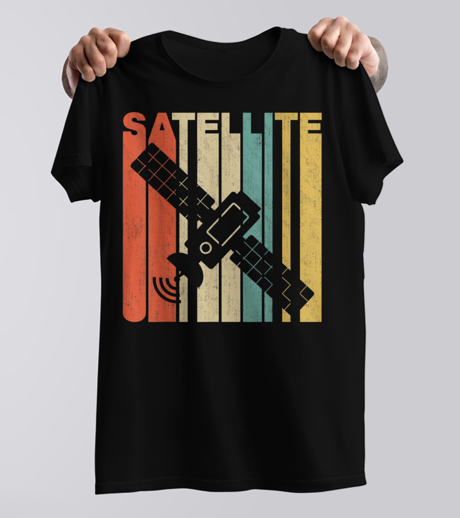 Vintage Satellite Retro Stripes Spacecraft T-Shirt
