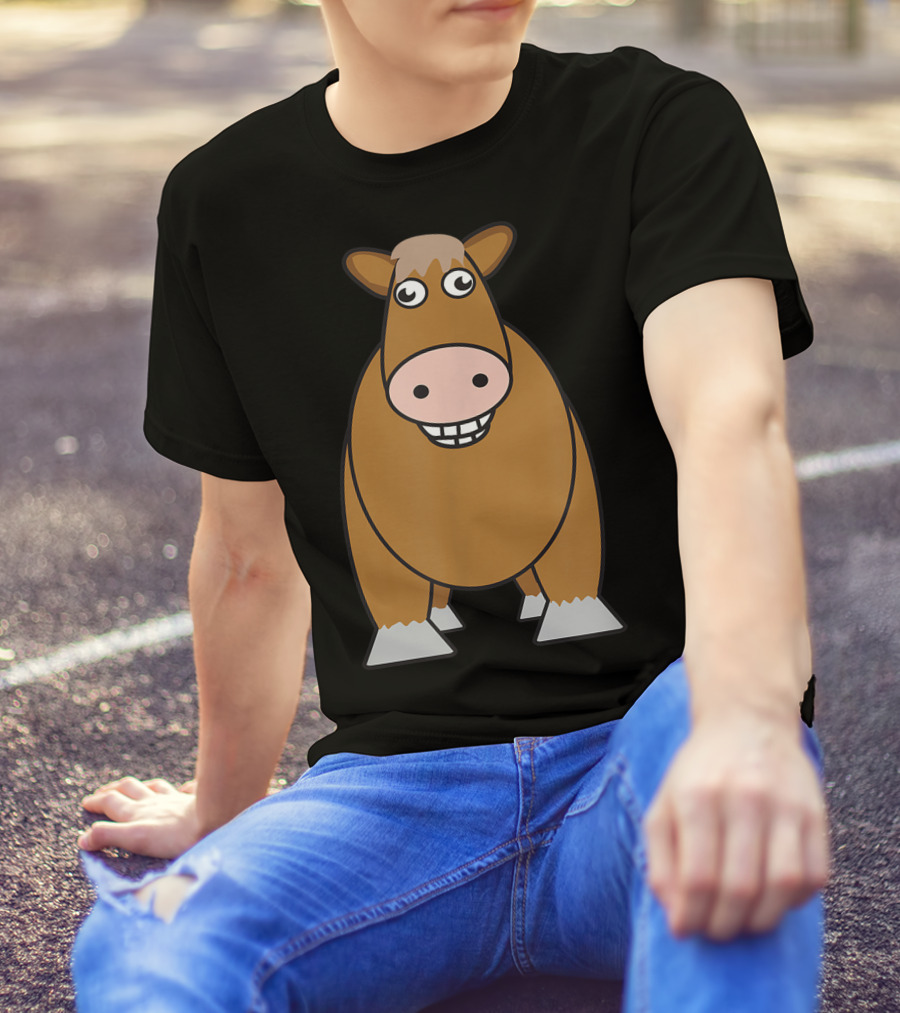 Goofy Cartoon Horse With Big Eyes And Smile T-Shirt