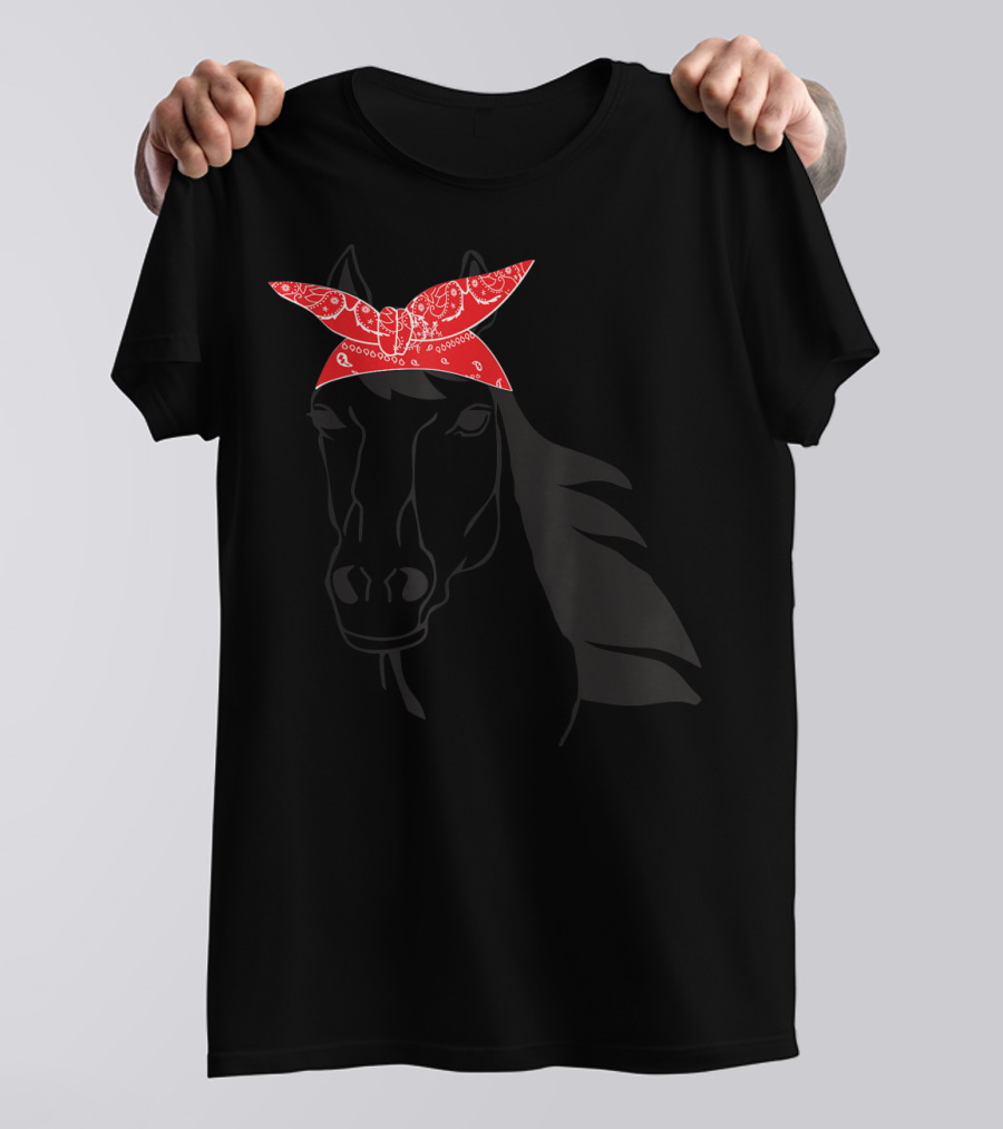 Funny Horse Lover Cowgirl Western Bandanna Red Bandana T-Shirt