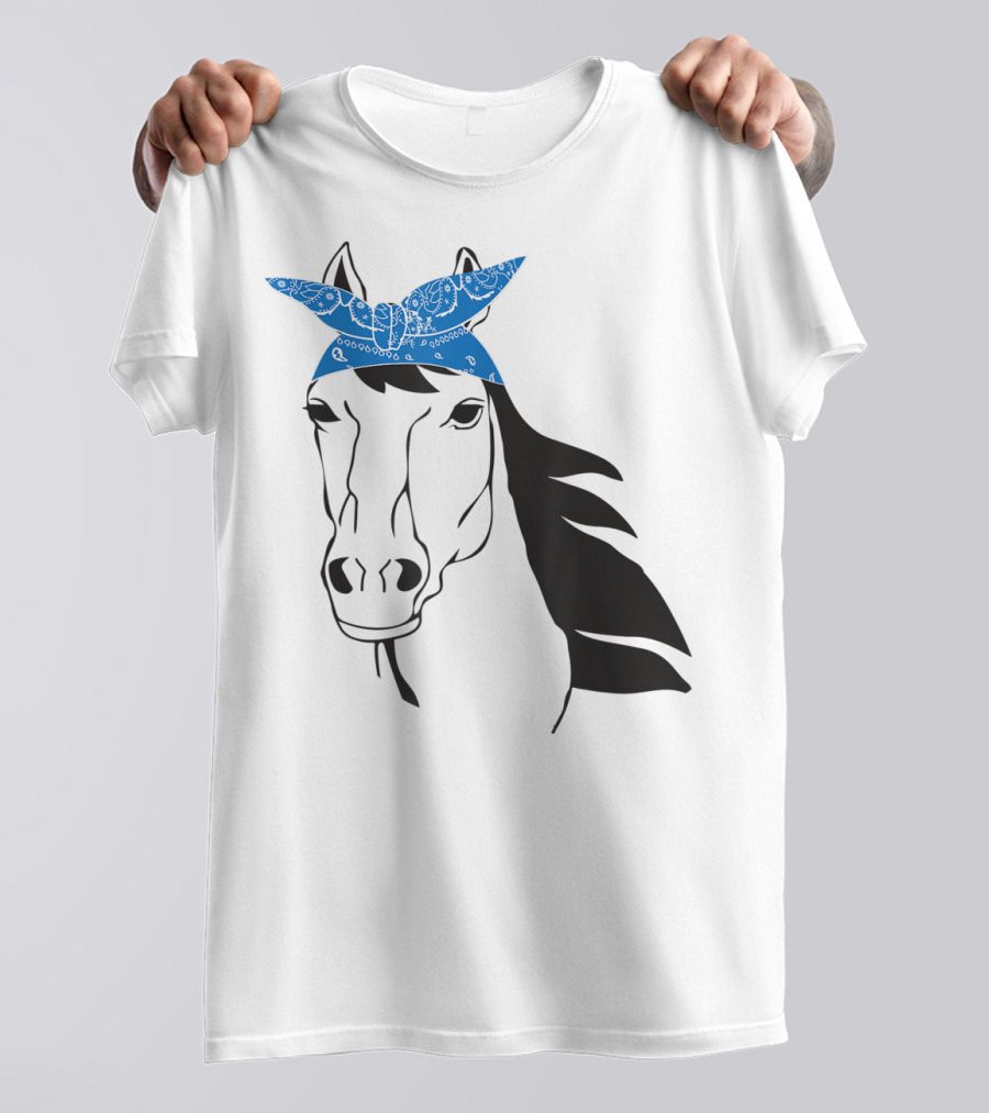 Cowgirl Horse Mom Farm Country Girl With Blue Bandana T-Shirt