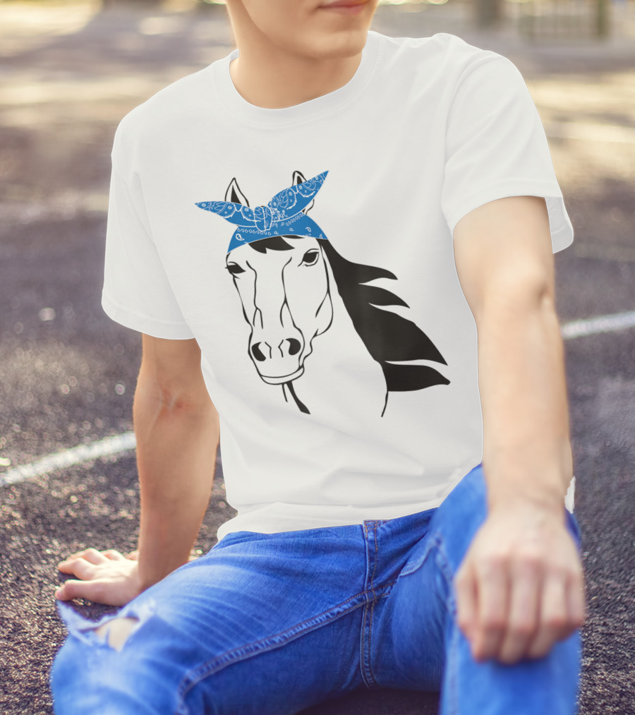 Cowgirl Horse Mom Farm Country Girl With Blue Bandana T-Shirt