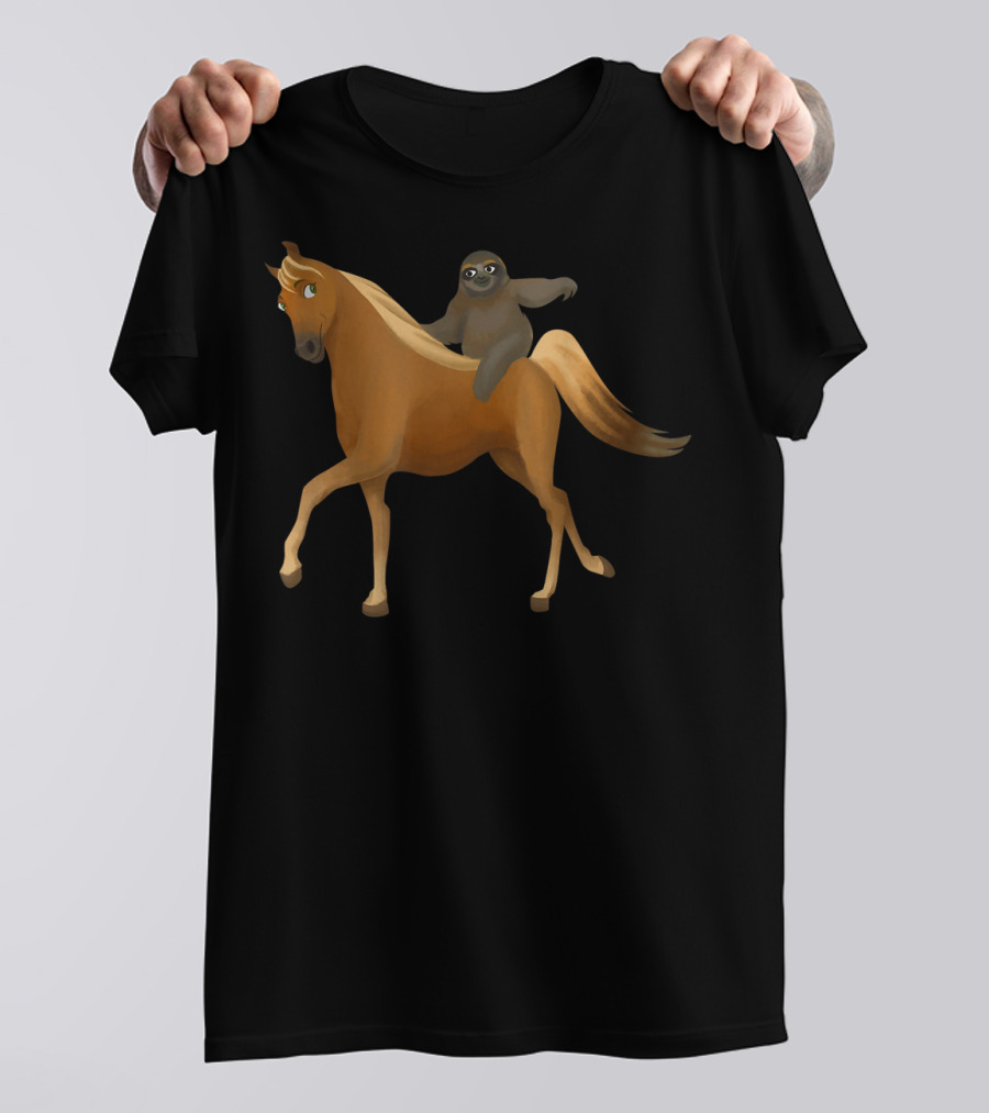 Funny Sloth Riding Horse Pony T-Shirt