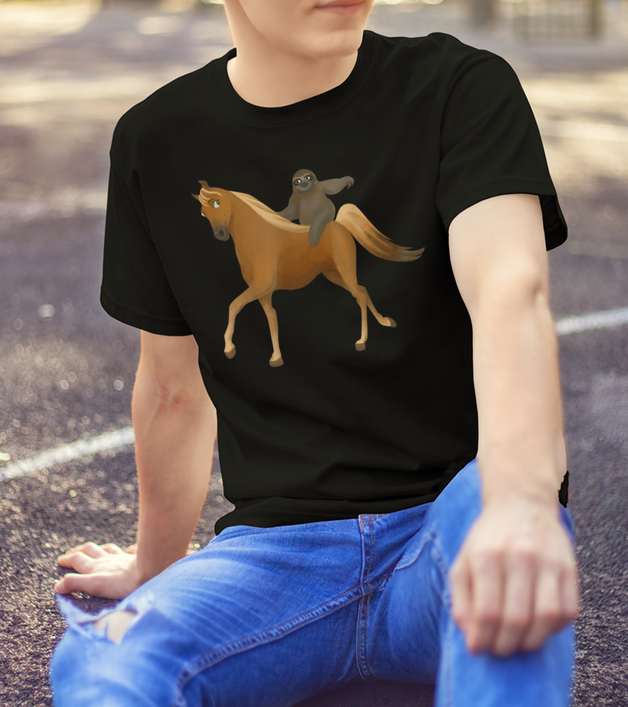 Funny Sloth Riding Horse Pony T-Shirt