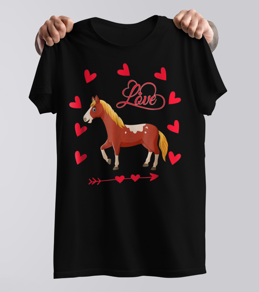 Love Heart Arrow Funny Horse Valentine's T-Shirt