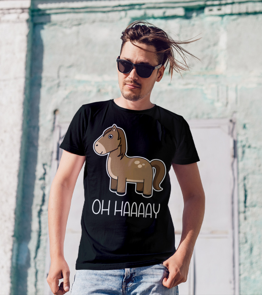Oh Haaaay Funny Horse Lover Cartoon T-Shirt