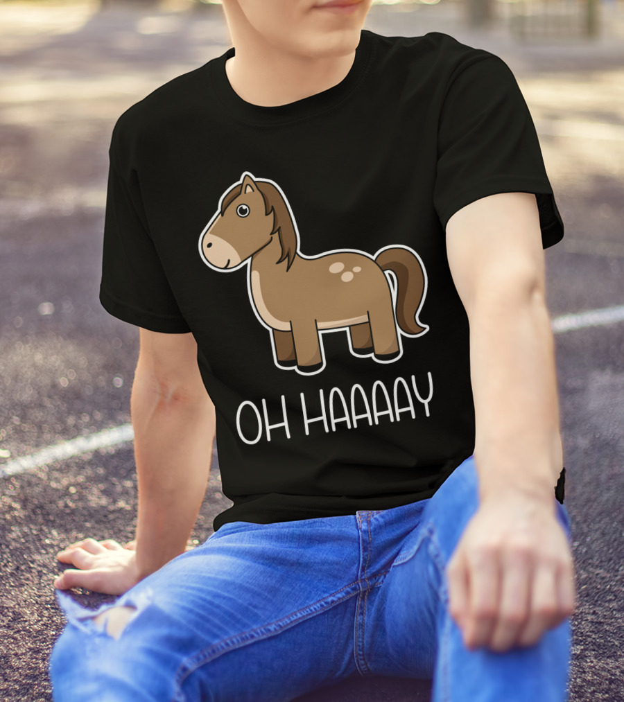 Oh Haaaay Funny Horse Lover Cartoon T-Shirt