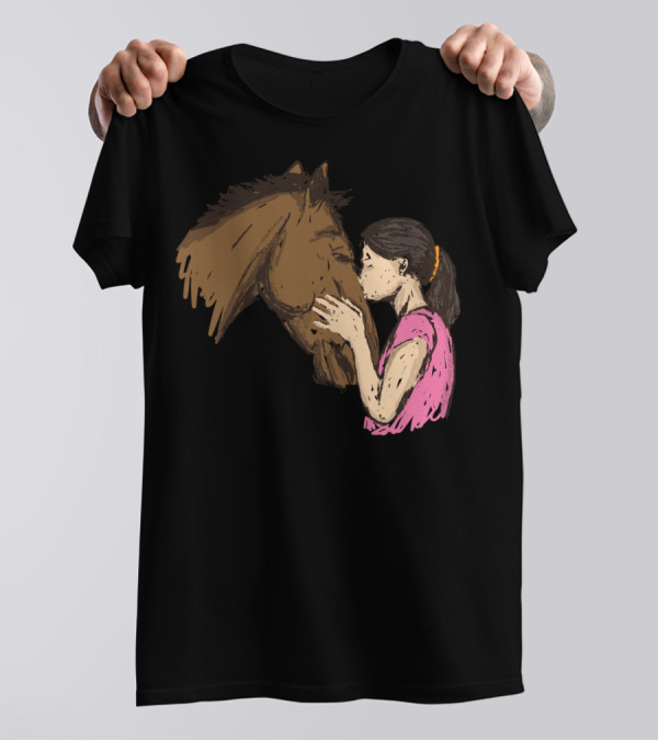 Girl Kissing A Horse Riding Companionship T-Shirt