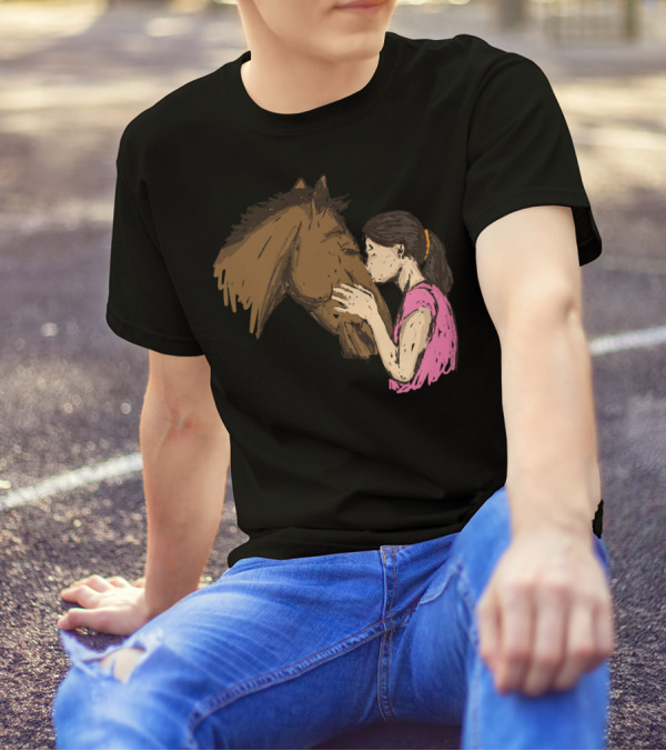 Girl Kissing A Horse Riding Companionship T-Shirt