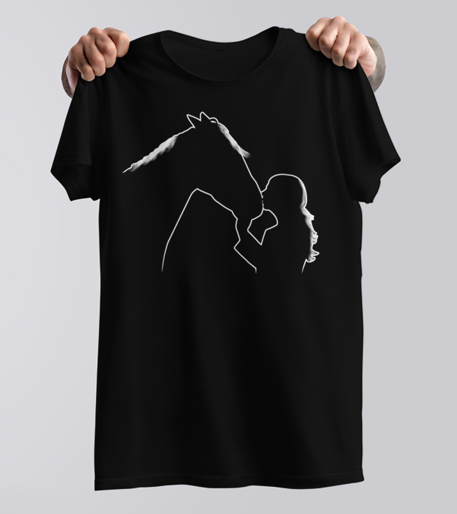 Girl Kissing Horse Silhouette For Girls Horse Lovers T-Shirt